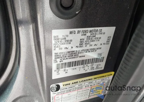 2014 Ford Expedition El Limited из США, поврежденный, VIN 1FMJK1K50EEF18094